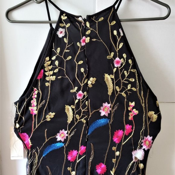 Hot Gal Women's Halter Style Summer Dress Sleeveless Knee Length Embroidered - Picture 8 of 10